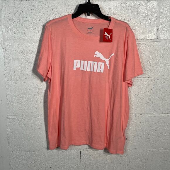 Puma Women's Graphic Short Sleeve T-Shirt - Pink Smoothie Heather XL - Picture 1 of 6